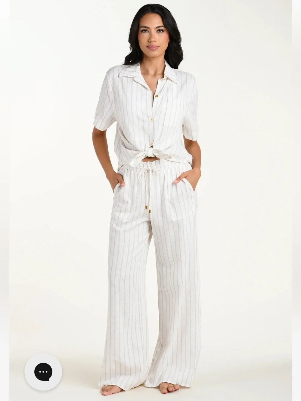 La Blanca beachwear - Delphine cost linen shirt causal short sleeve button up